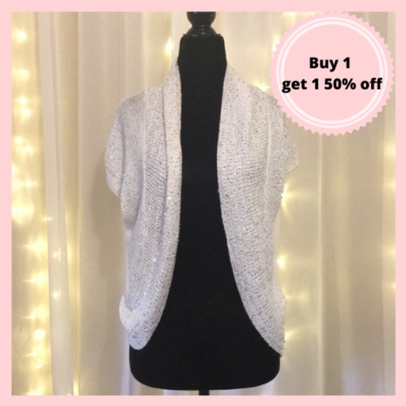 White kismet sequin cardigan sweater - Picture 1 of 7